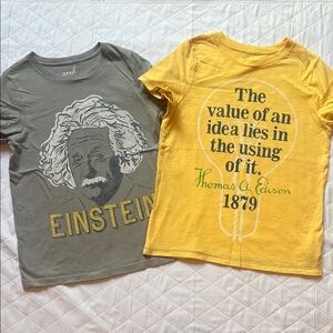 Peek Kids Gray Einstein & Yellow Edison 2 Sided Graphic Short-Sleeve Tees -8